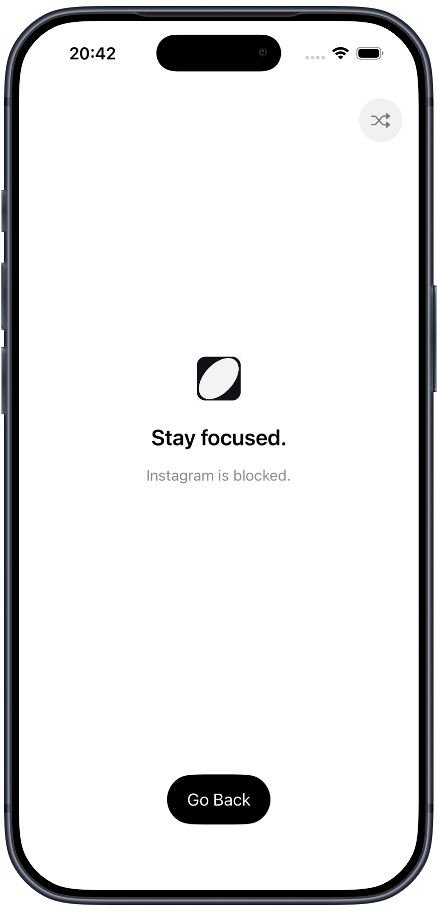 Fella's distracting app blocking screen